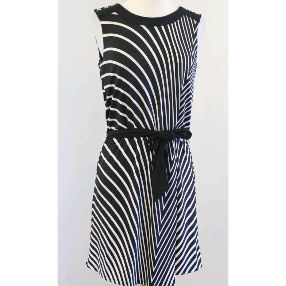 🩵💜White House Black Market Ombre Striped Tie Belt Blouson Dress Size XS💛❤️